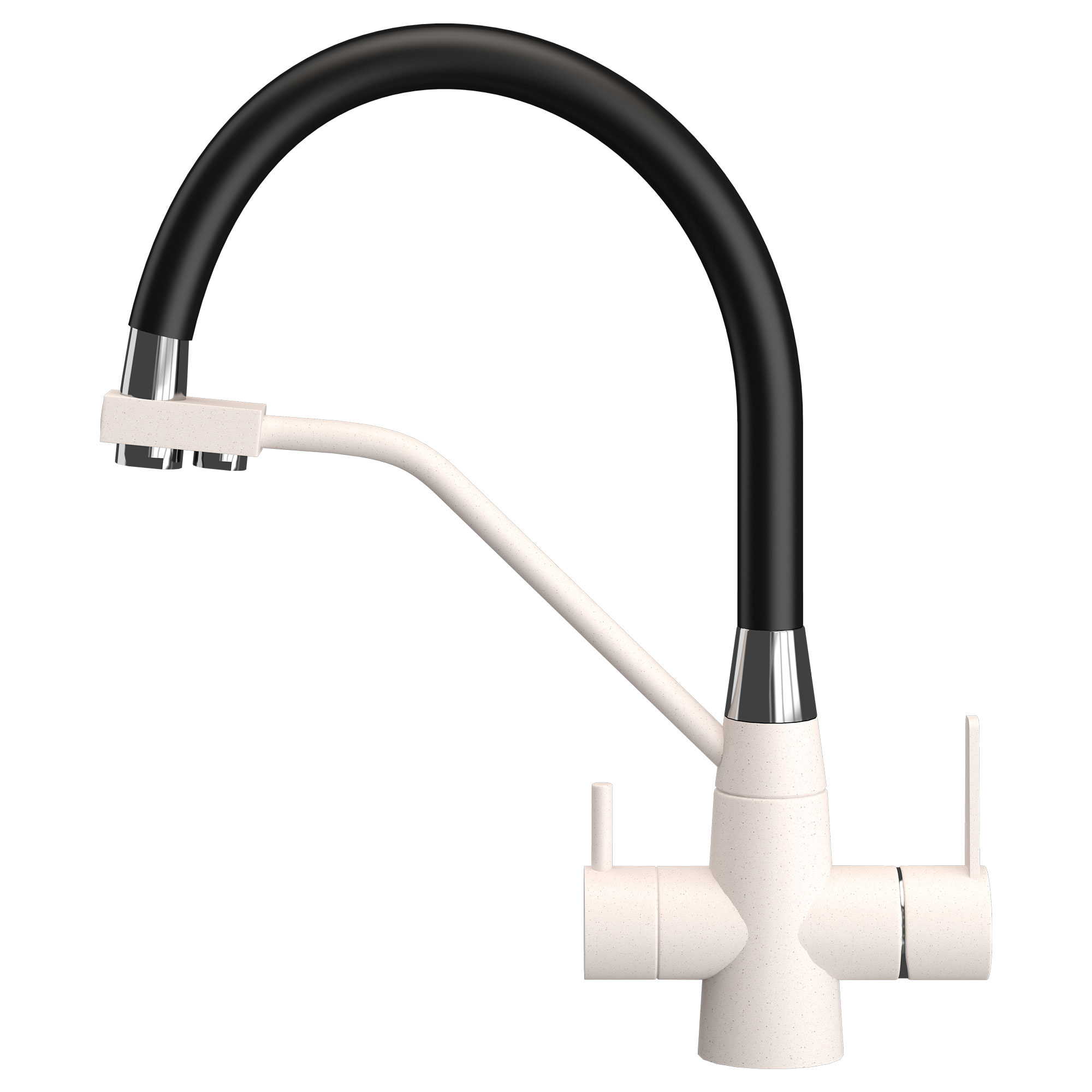 Смеситель MaxStone MS-018 с подключением к фильтру, латунь/нерж. сталь, белый металлик (332) (ВЫВОД) АКЦИЯ